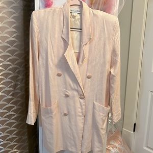 Vintage 80s Michael Blair pink oversized double breasted blazer